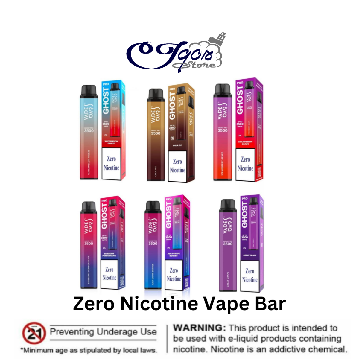 Zero Nicotine 3500 Ghost Pro Vape Bar Puffs Disposable